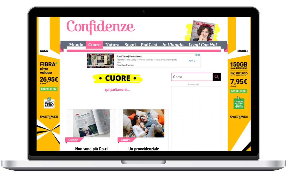 Sito confidenze.com su laptop