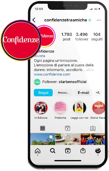 Pagina Instagram Confidenze su smartphone