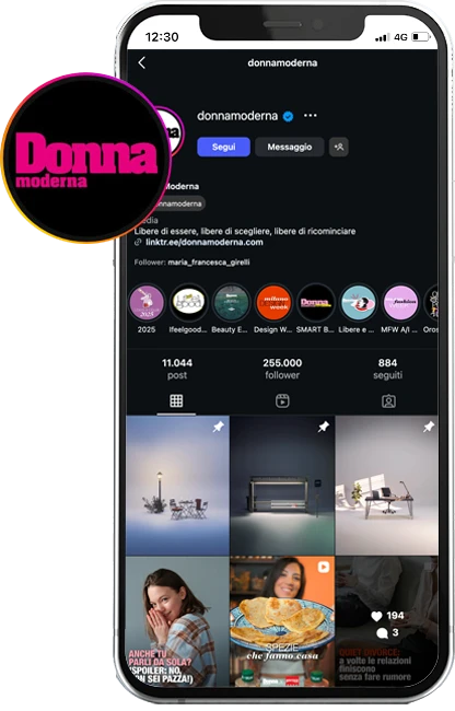 Pagina Instagram Donna Moderna su smartphone