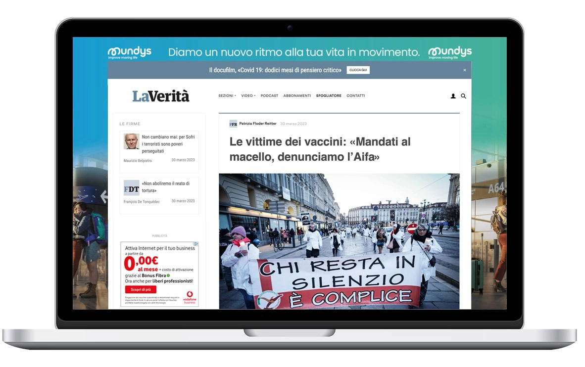 Sito laverita.info su laptop
